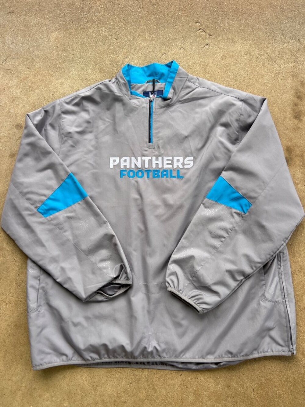 NFL Carolina Panthers Gray Pullover Jacket 2XL Reebok Authentic Sideline Half-Zi